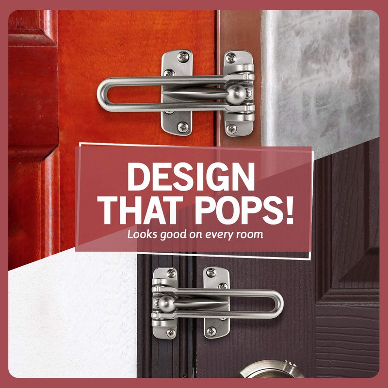 JD Jack N'Drill Jack Nâ€™ Drill Swing Bar Door Lock Durable Door Guard for Back & Front Doors, Childproof Door Security Made from Reinforced Diecast Metal for Home Security (Satin Nickel, 1 Pack & 5 Door Stopper) - Image 4